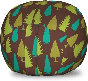 Ambesonne Pine Tree Storage Toy Bag Chair, Spruce Autumn Forest Trees Evergreen Plants Nature Print, Stuffed Animal Organizer Washable Bag, Small Size, Brown Apple Green