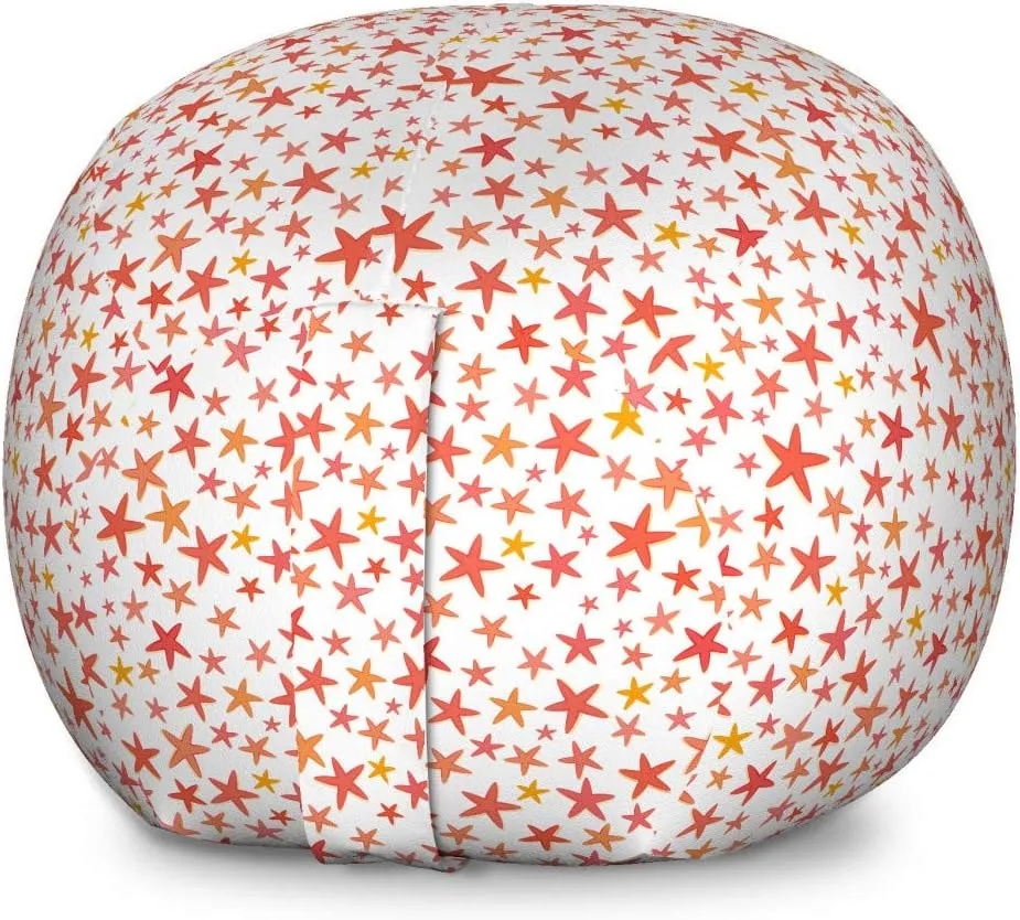 Ambesonne Starfish Storage Toy Bag Chair, Nautical Underwater Star Shape Creature Repetition, Stuffed Animal Organizer Washable Bag, Large Size, Salmon Dark Coral