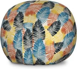 Ambesonne Tropical Storage Toy Bag Chair, Jungle Botany Style Hand Drawn Doodles of Palm Leaves Summer Design Repetition, Stuffed Animal Organizer Washable Bag, Large Size, Multicolor