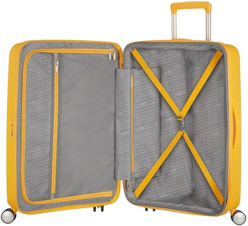 American Tourister Unisex Adult Soundbox, Yellow (Golden Yellow), Spinner L EXP (77 cm-110 L)