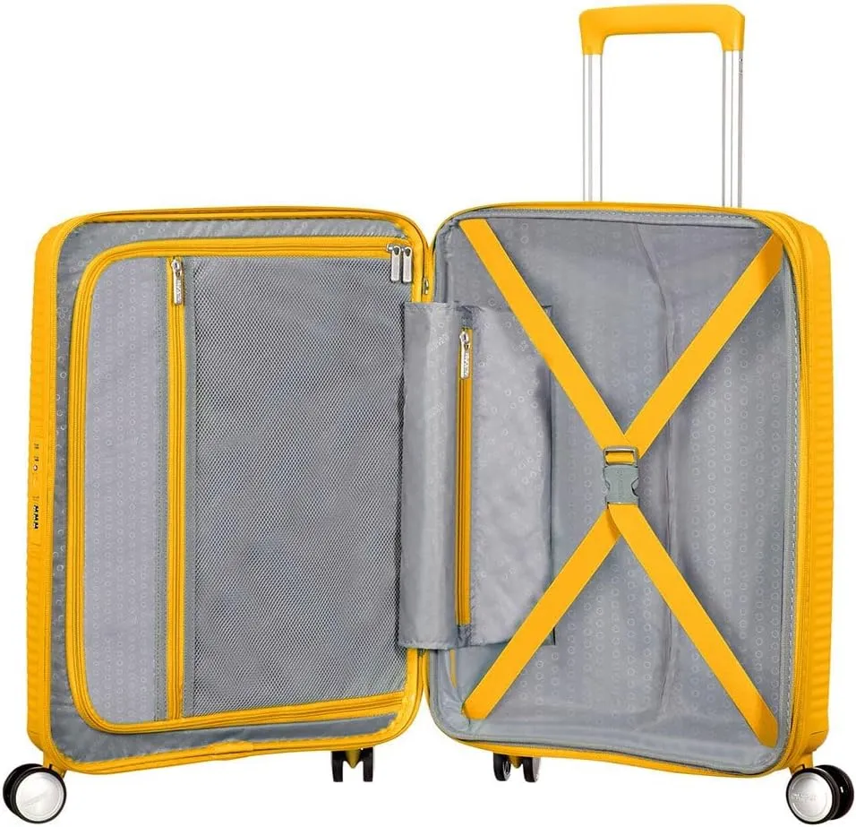 AMERICAN TOURISTER Unisex_Adult Soundbox, Yellow (Golden Yellow), Spinner S EXP (55 cm-35.5/41 L)