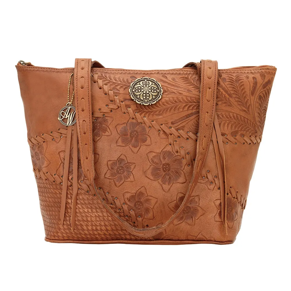 AMERICAN WEST Soho Groove Zip Top Bucket Tote - Tan