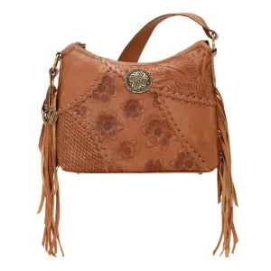 AMERICAN WEST Soho Groove Zip Top Shoulder Bag - Tan