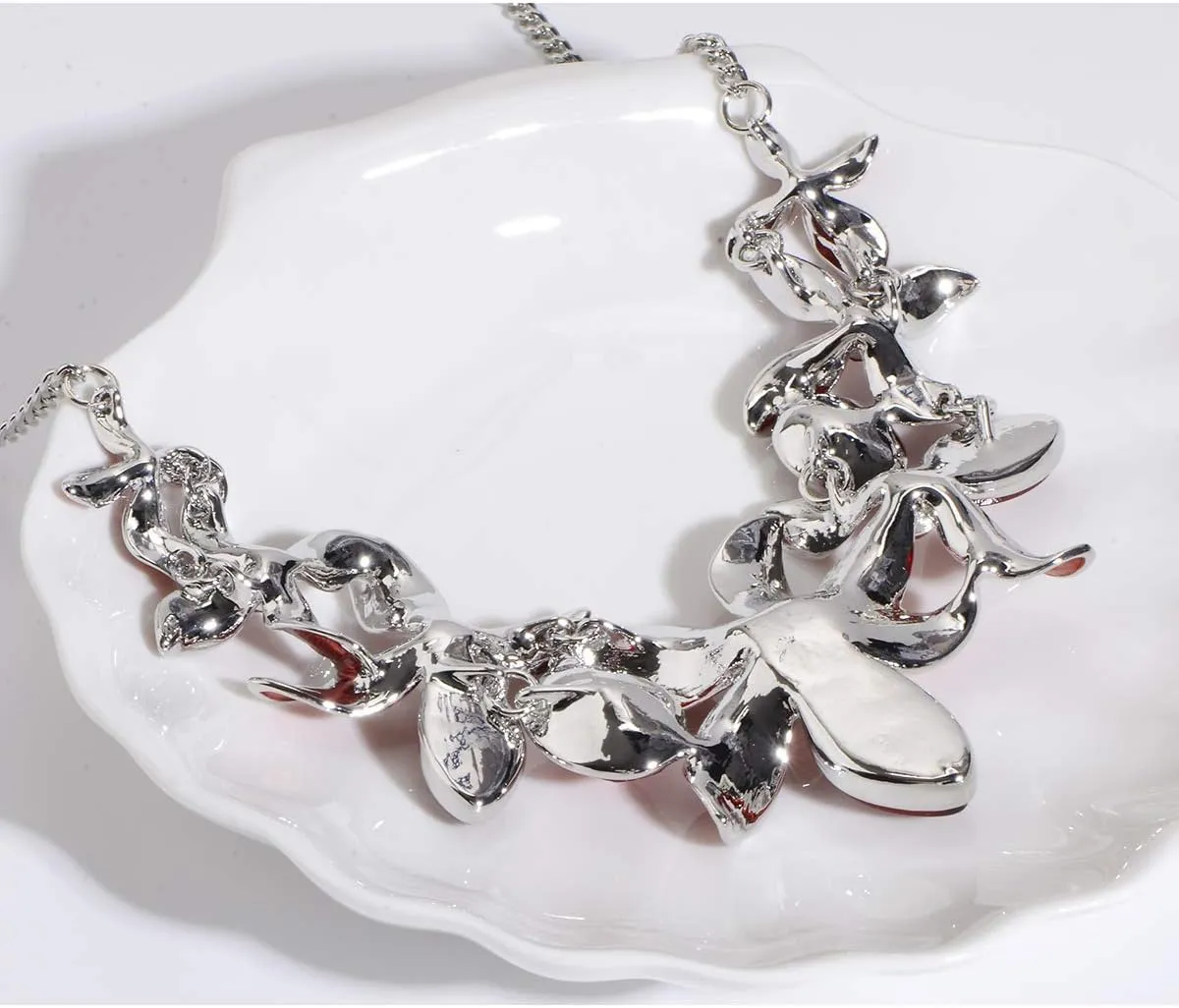AMYJANE Vintage Statement Jewelry Set - Spring Leaf Flower Floral Plant Necklace Earring Set Crystal Rhinestone Fashion Costume Jewelry for Women Prom Party Unique Gift