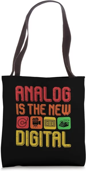Analog Is The New Digital Vinyl Film Typewriter Love Tote Bag