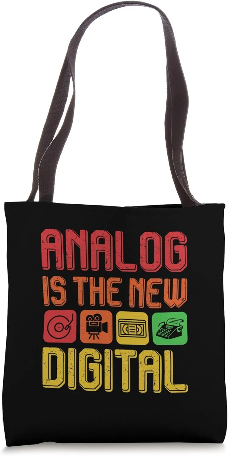 Analog Is The New Digital Vinyl Film Typewriter Love Tote Bag