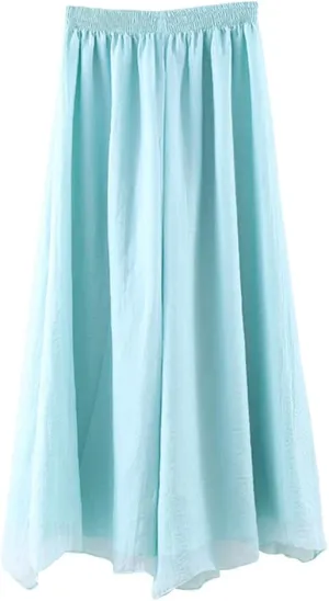 Angcoco Women's Double Layered Wide Leg Loose Fit Chiffon Pants for Dance Performance