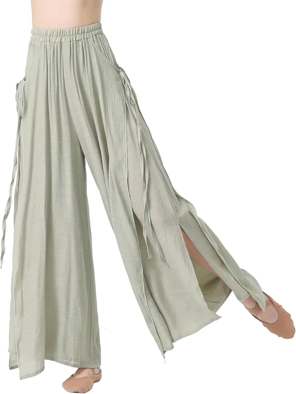 Angcoco Women's Elegant Double-Layer Wide-Leg Loose Fitting Pants for Dance Performance