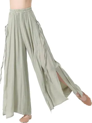 Angcoco Women's Elegant Double-Layer Wide-Leg Loose Fitting Pants for Dance Performance