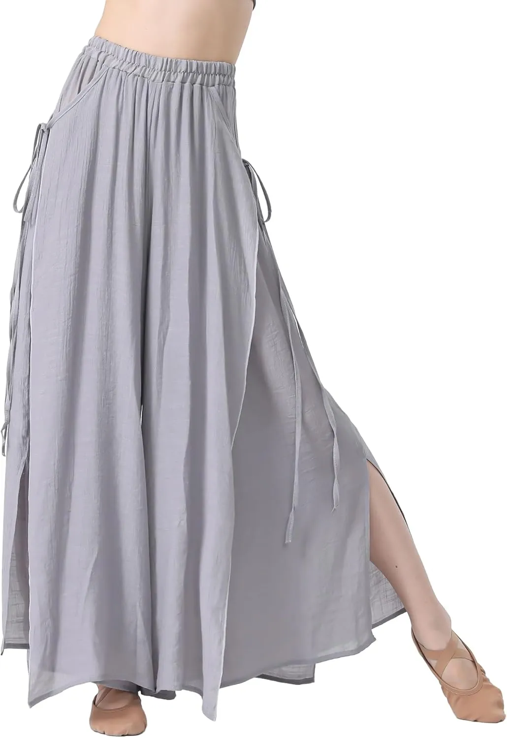 Angcoco Women's Elegant Double-Layer Wide-Leg Loose Fitting Pants for Dance Performance