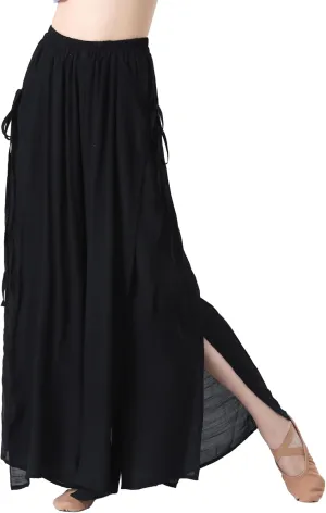 Angcoco Women's Elegant Double-Layer Wide-Leg Loose Fitting Pants for Dance Performance