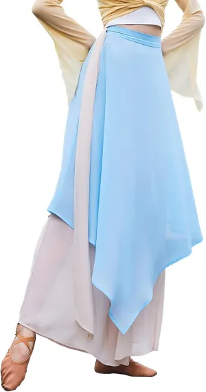 Angcoco Women's Loose Fit Double Layered Color Clash Chiffon Pants for Dance Training