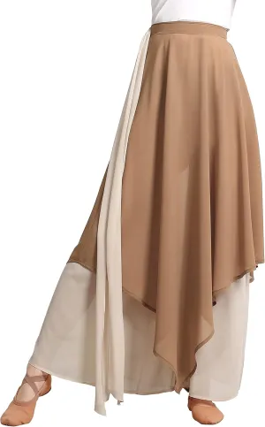 Angcoco Women's Loose Fit Double Layered Color Clash Chiffon Pants for Dance Training
