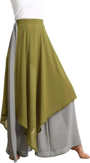 Angcoco Women's Loose Fit Double Layered Color Clash Chiffon Pants for Dance Training