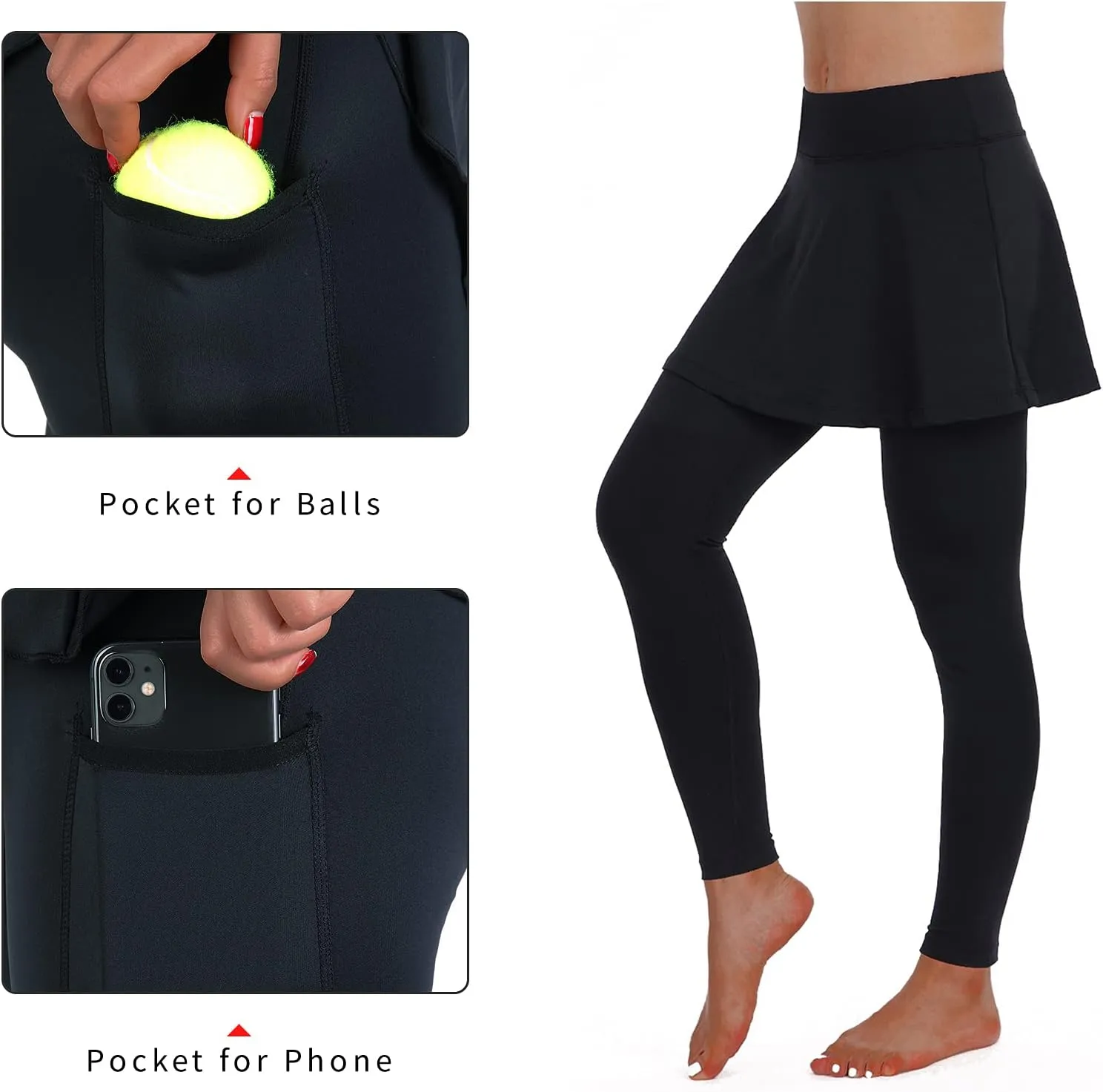 ANIVIVO Skirted Legging for Women, Yoga Legging with Skirts &Women Tennis Leggings Clothes Pockets