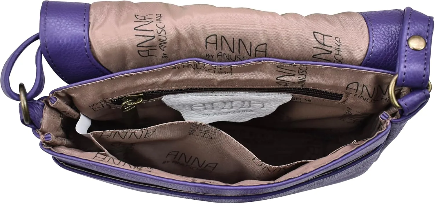 Anna by Anuschka Women's Hand Painted Genuine Leather Flap Crossbody