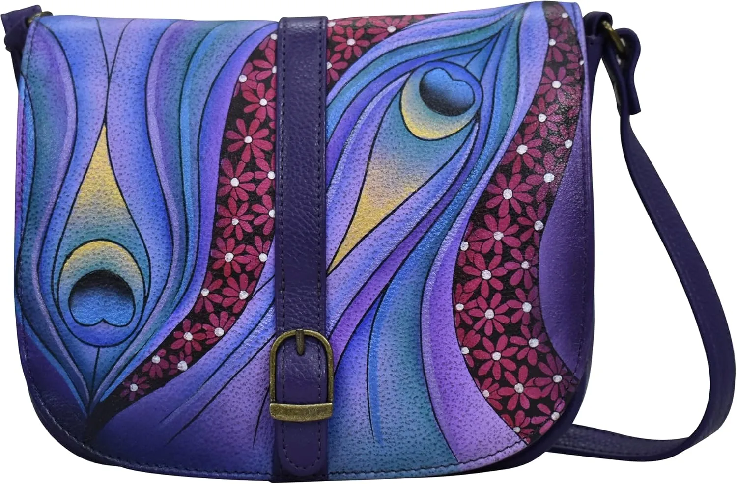 Anna by Anuschka Women's Hand Painted Genuine Leather Flap Crossbody