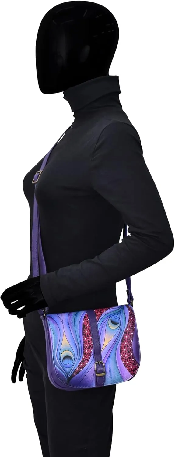 Anna by Anuschka Women's Hand Painted Genuine Leather Flap Crossbody