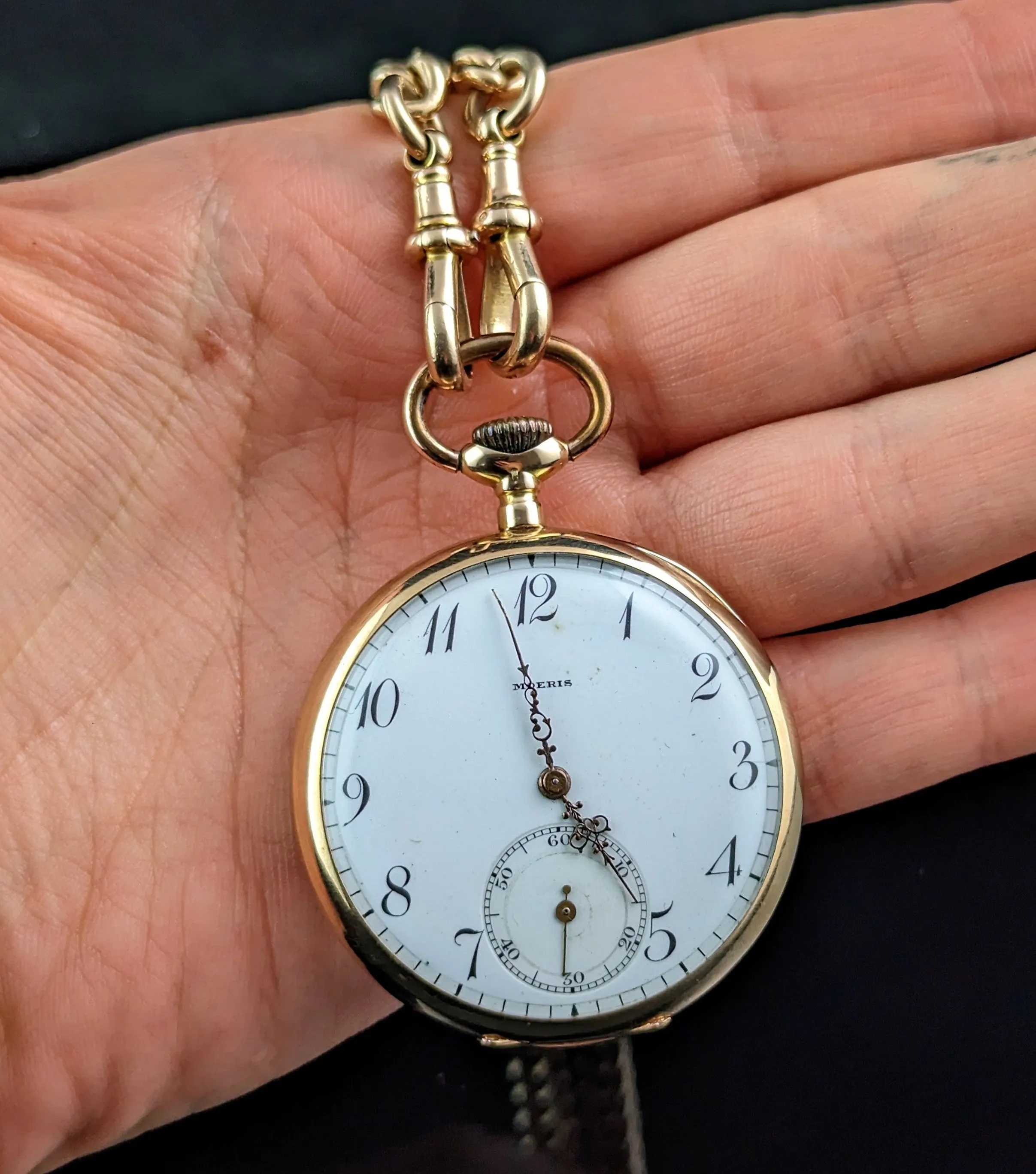 Antique 14ct gold pocket watch, Moeris, open face