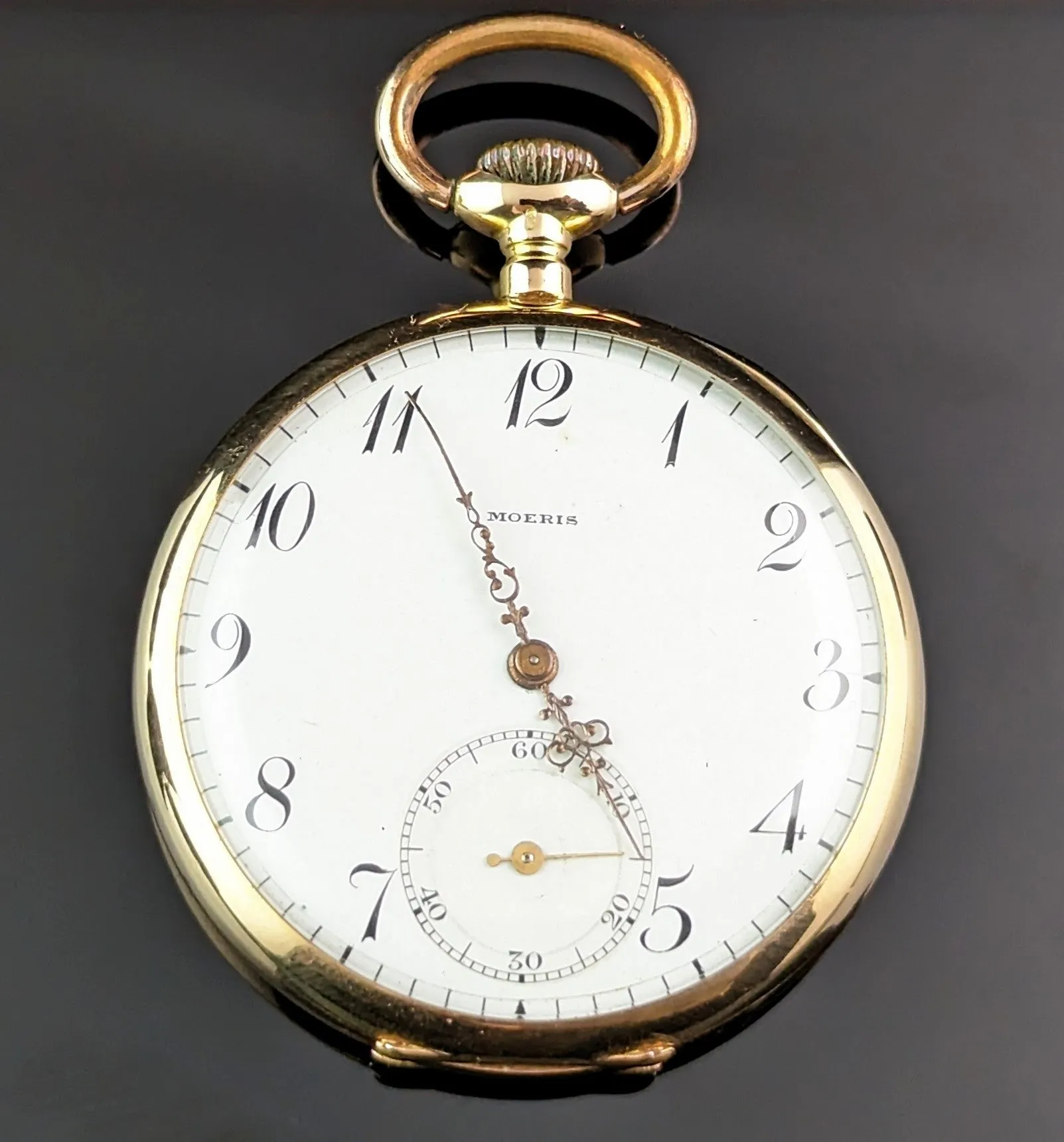 Antique 14ct gold pocket watch, Moeris, open face