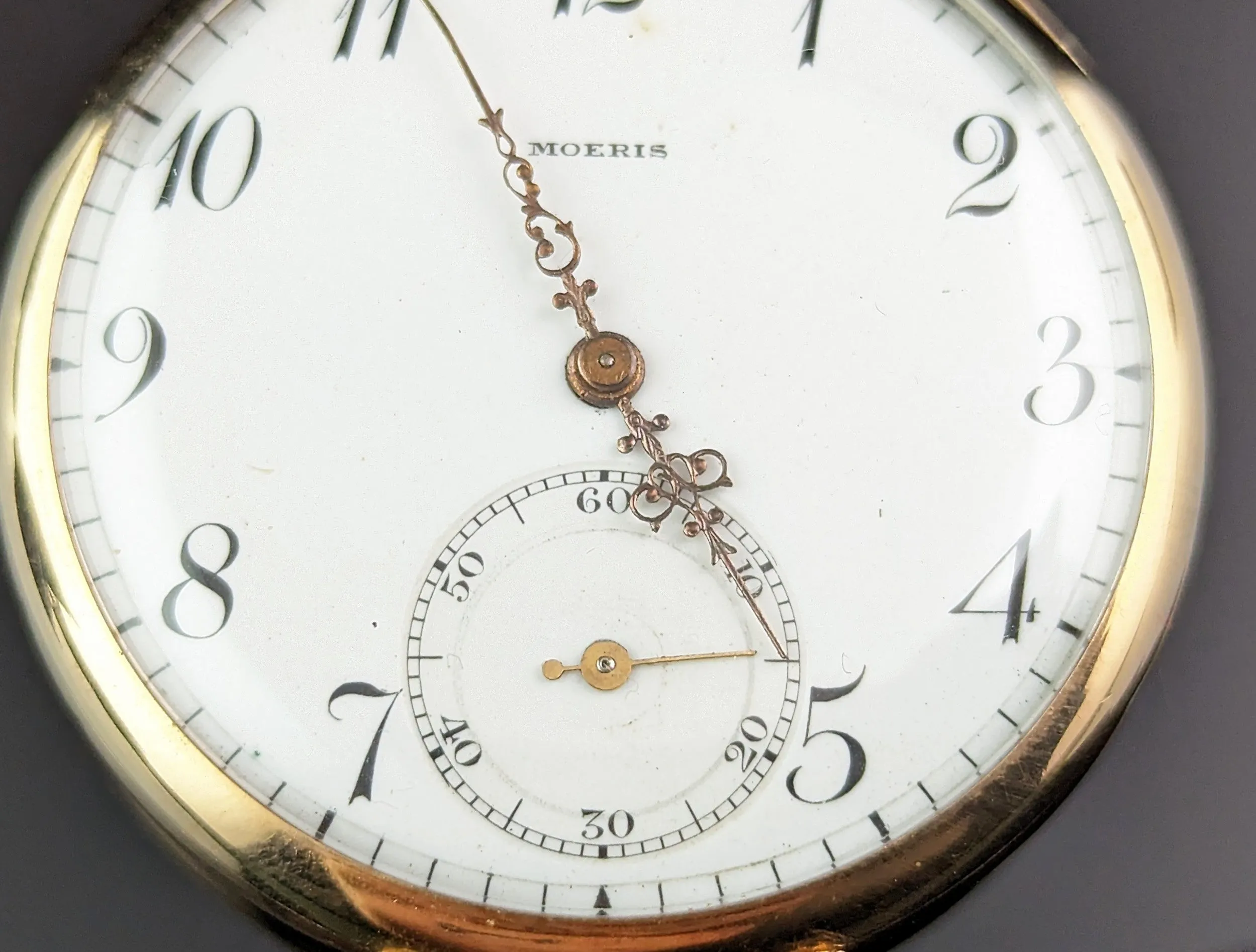 Antique 14ct gold pocket watch, Moeris, open face