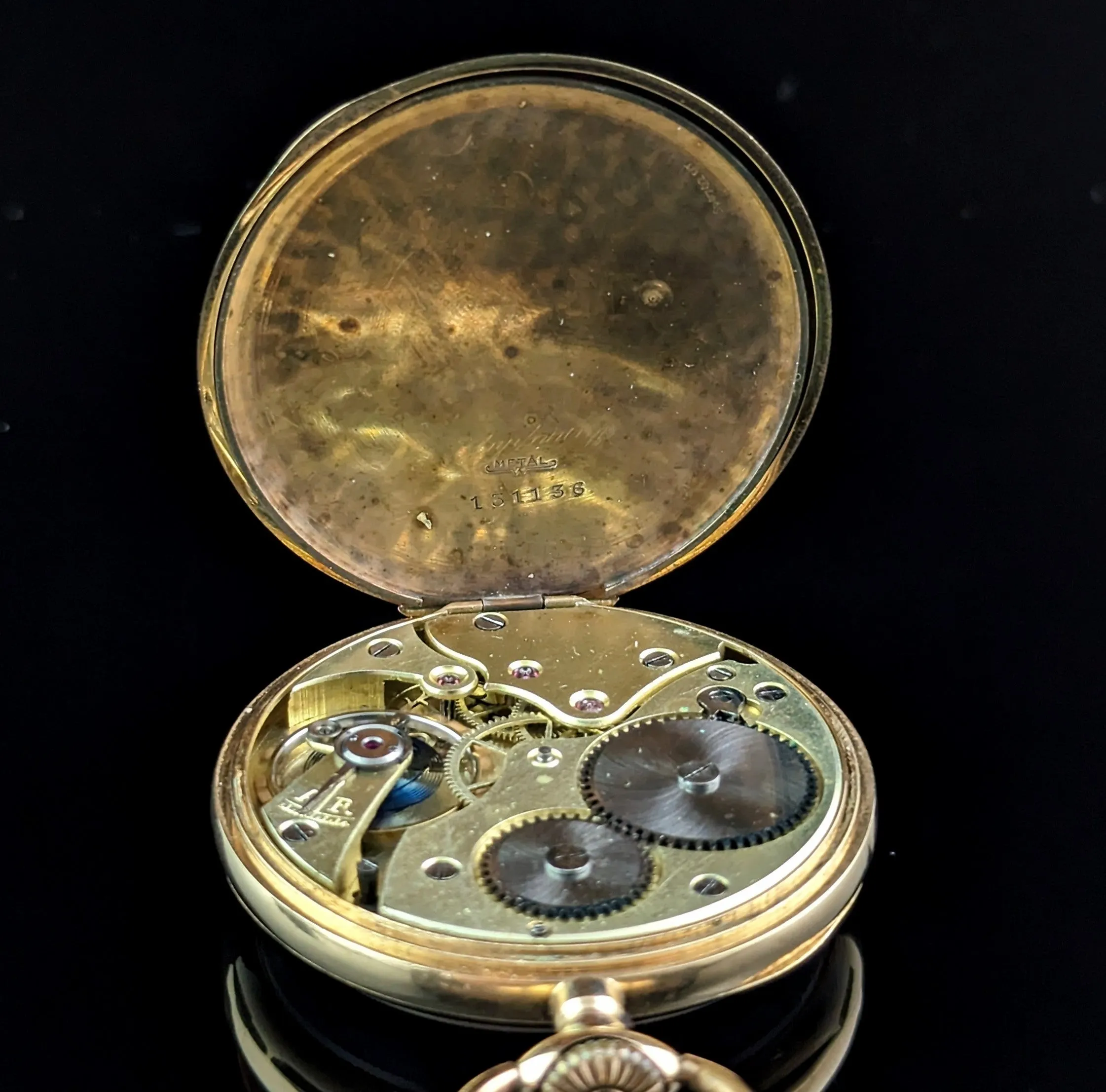 Antique 14ct gold pocket watch, Moeris, open face