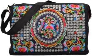 Antique Double-Sided Embroidered Crossbody Bag Women's Canvas Shoulder Bag For Mobile Phones