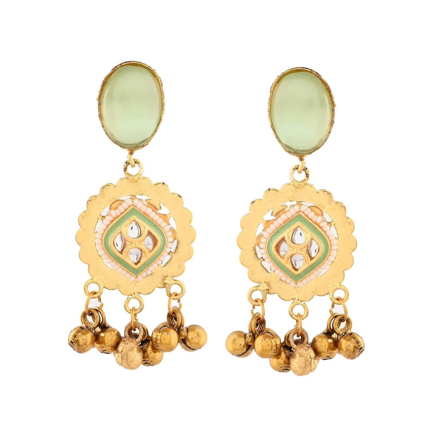 Antique Opulance Elegant Green Stone Necklace Set