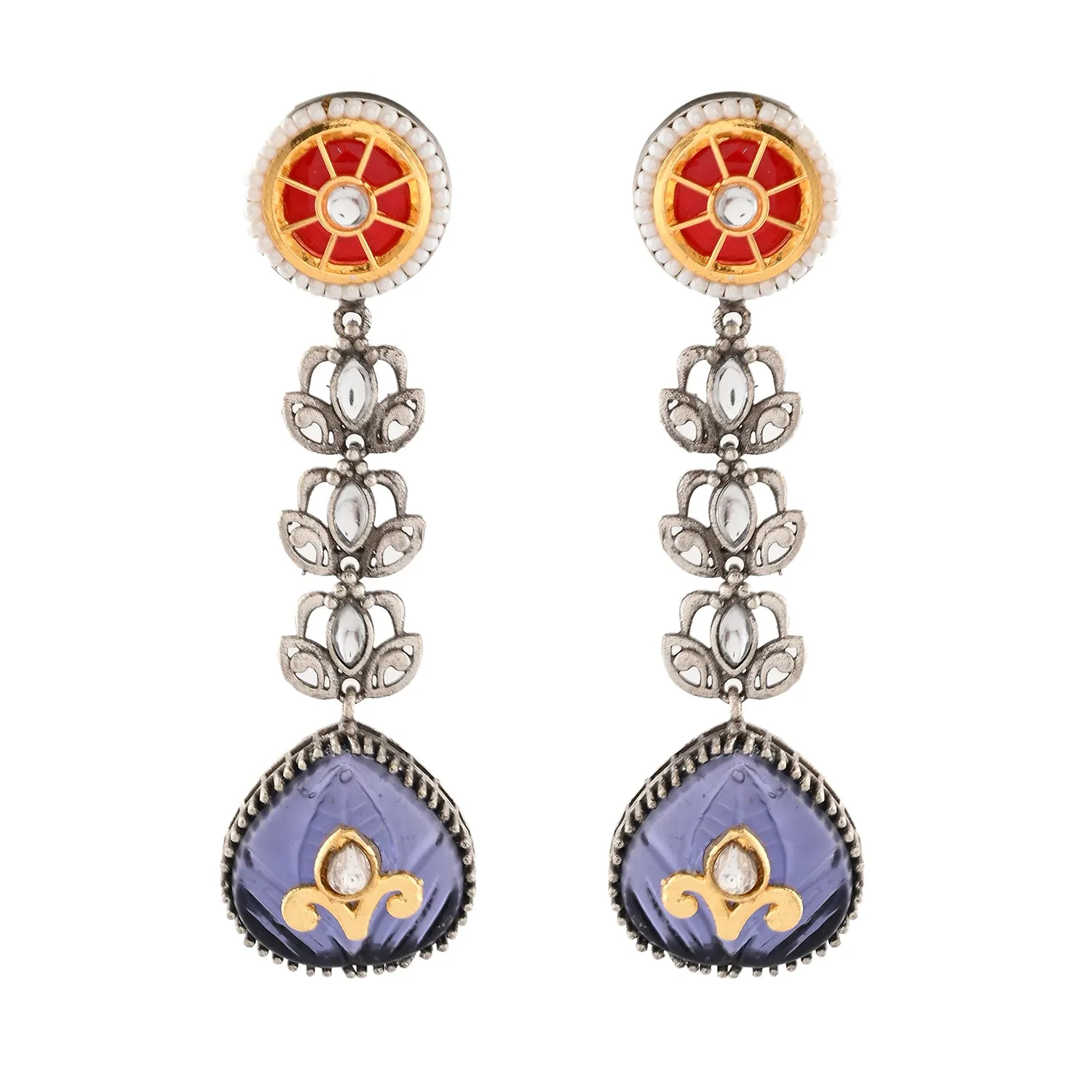 Antique Opulance Elegant Purple Teardrop Long Earrings