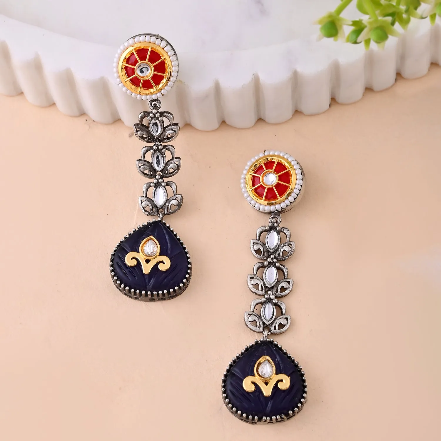 Antique Opulance Elegant Purple Teardrop Long Earrings