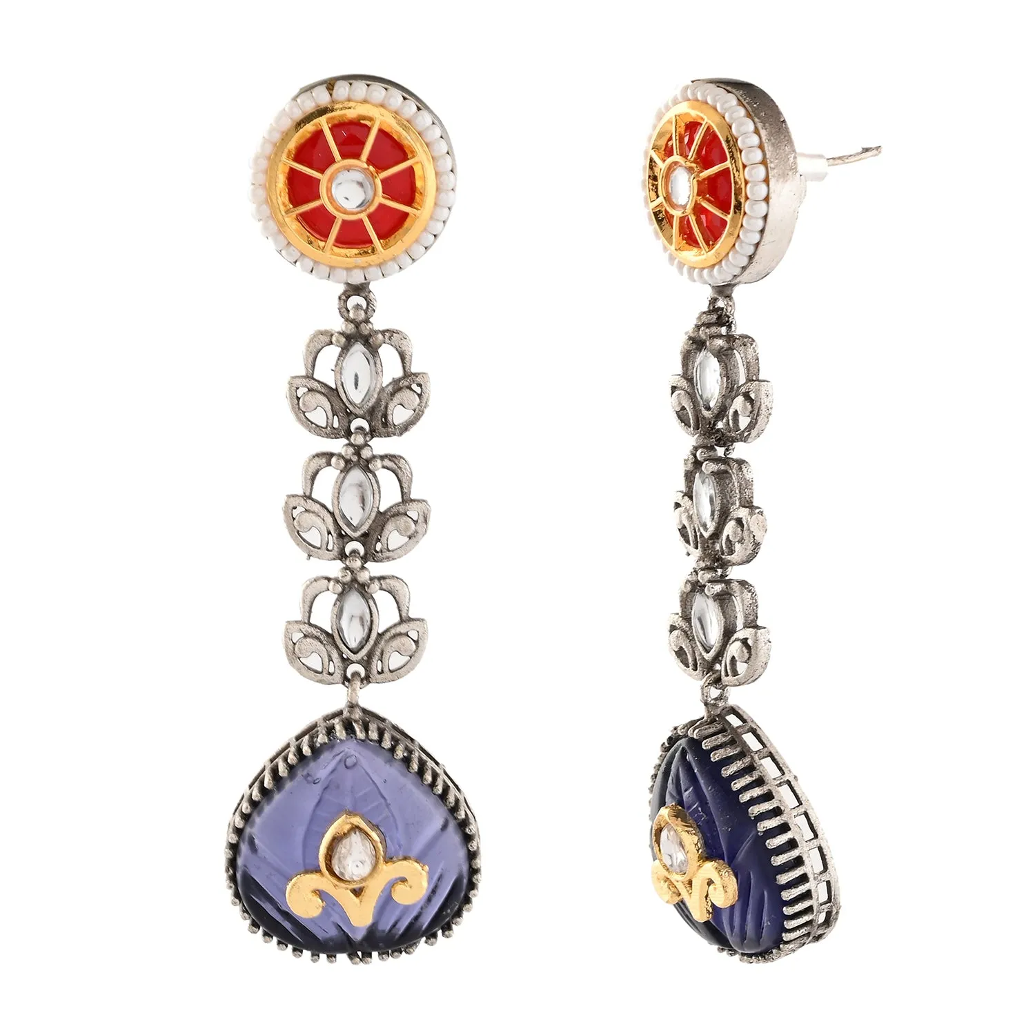 Antique Opulance Elegant Purple Teardrop Long Earrings