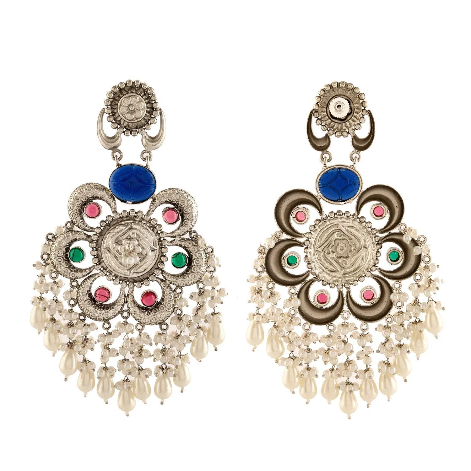 Antique Opulance Statement Multicolor Chandbali Earrings