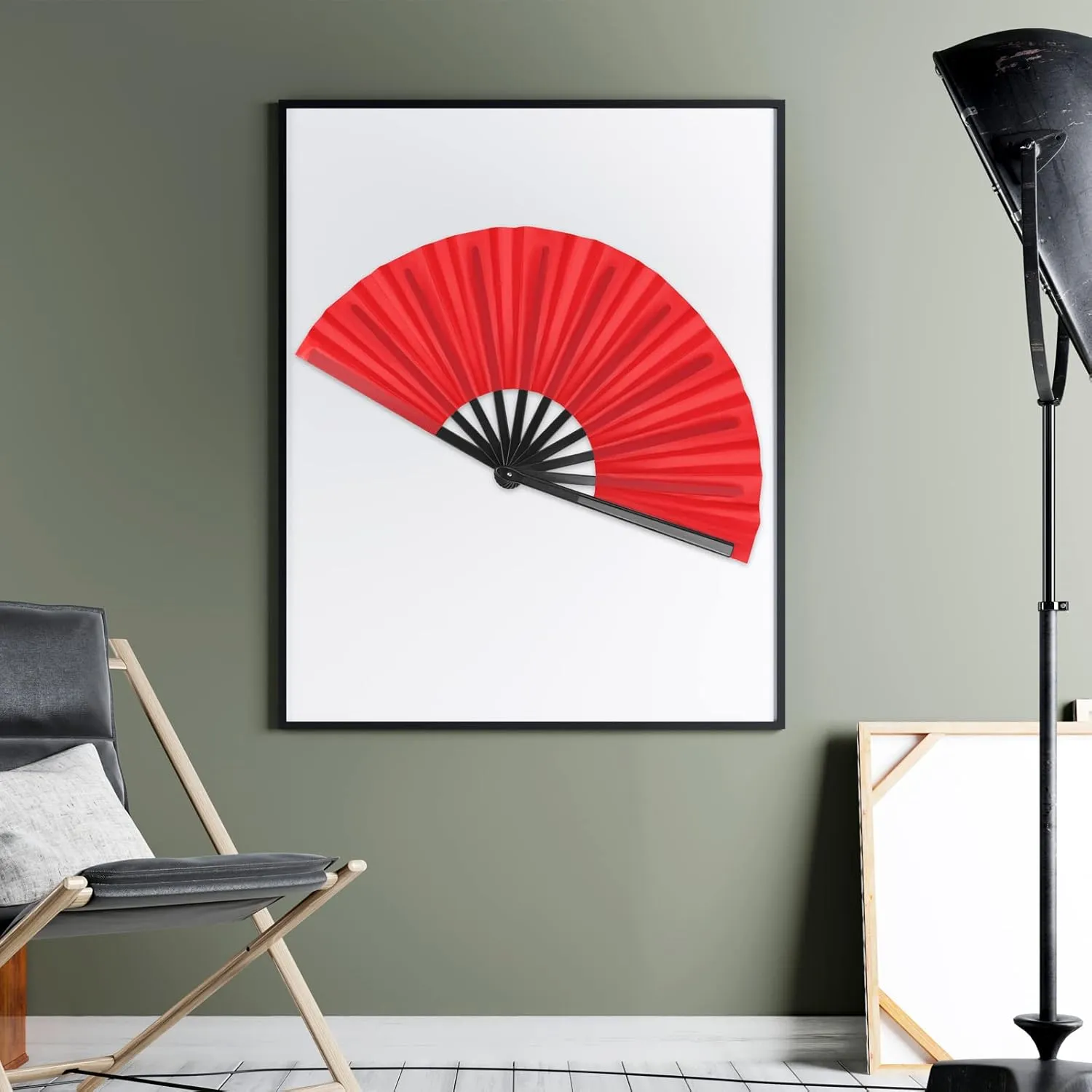 Aodaer 4 Pack Large Silk Folding Fans - Handheld Fans for Men and Women, Red