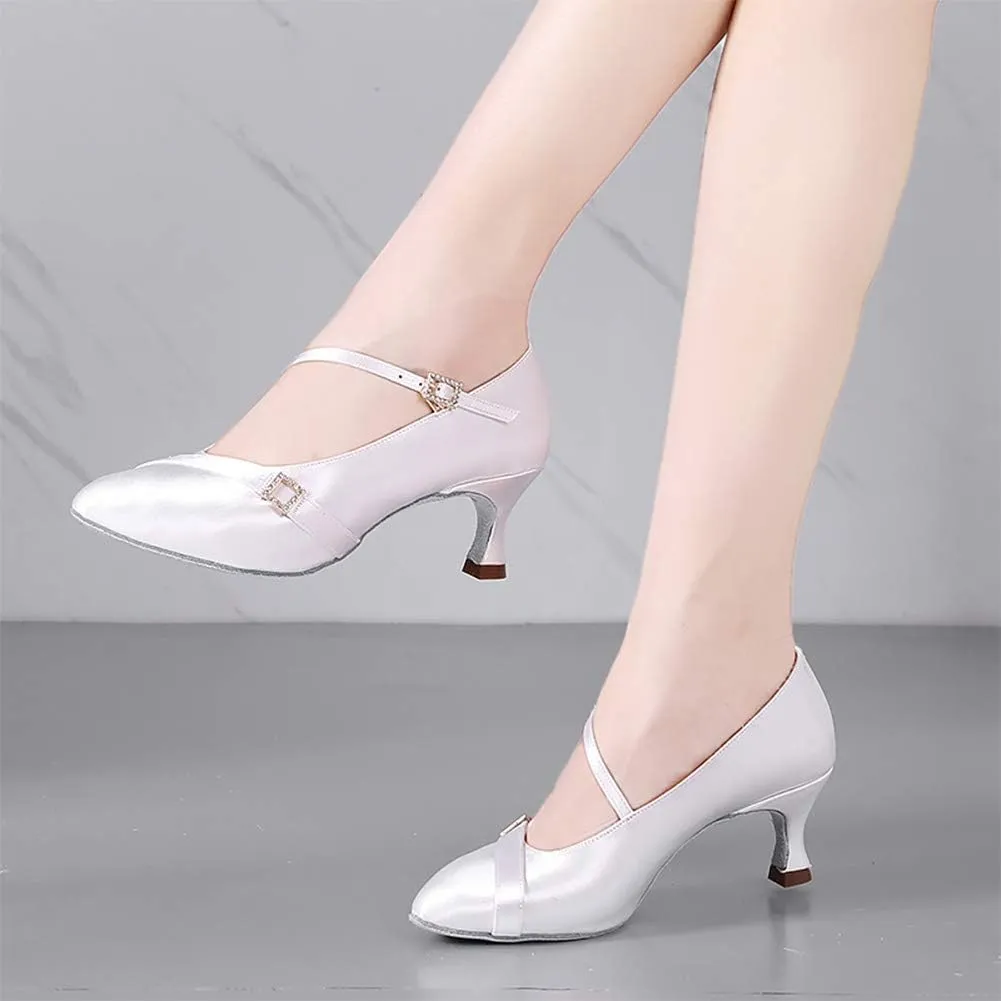 AOQUNFS Ballroom Dance Shoes Women Closed Toe Walts Salsa Latin Dance Shoes