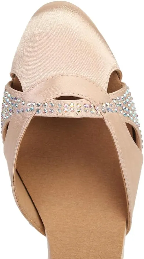 AOQUNFS Women Ballroom Latin Dance Shoes Salsa Closed Toe 1920s Party Dance Performance Shoes,Model L157
