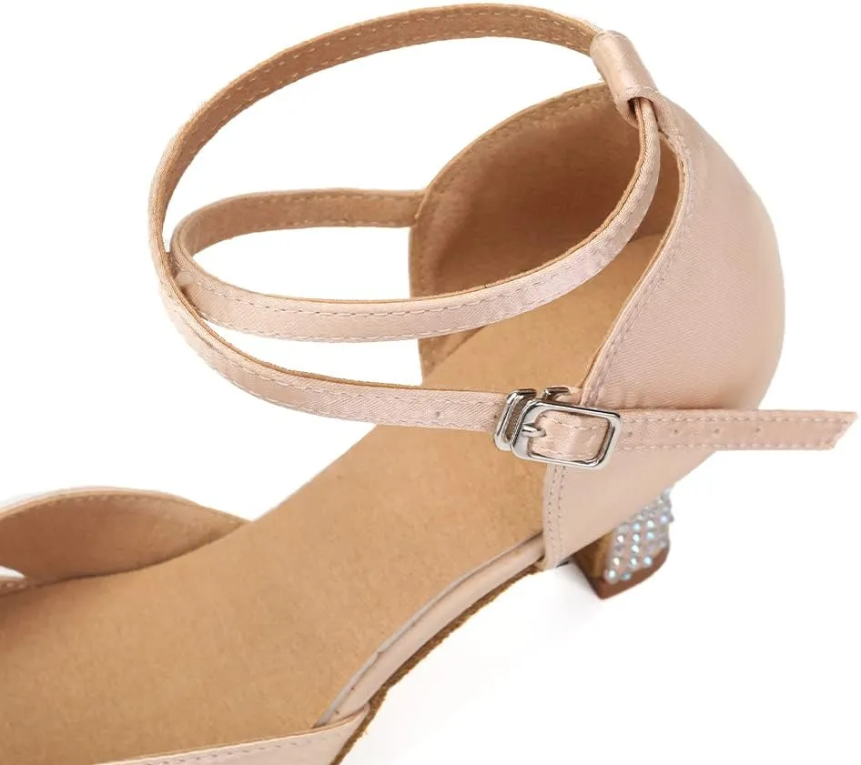 AOQUNFS Women Ballroom Latin Dance Shoes Salsa Closed Toe 1920s Party Dance Performance Shoes,Model L157