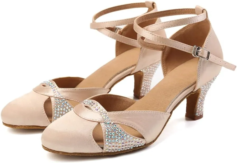 AOQUNFS Women Ballroom Latin Dance Shoes Salsa Closed Toe 1920s Party Dance Performance Shoes,Model L157