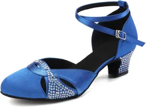 AOQUNFS Women Ballroom Latin Dance Shoes Salsa Closed Toe 1920s Party Dance Performance Shoes,Model L157