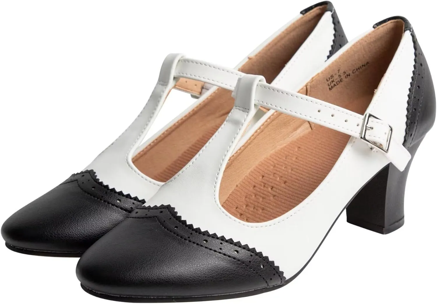 ARCLIBER Character Shoes for Women PU Leather T Strap 2.3" Dance Heels for Ballroom Salsa Tango