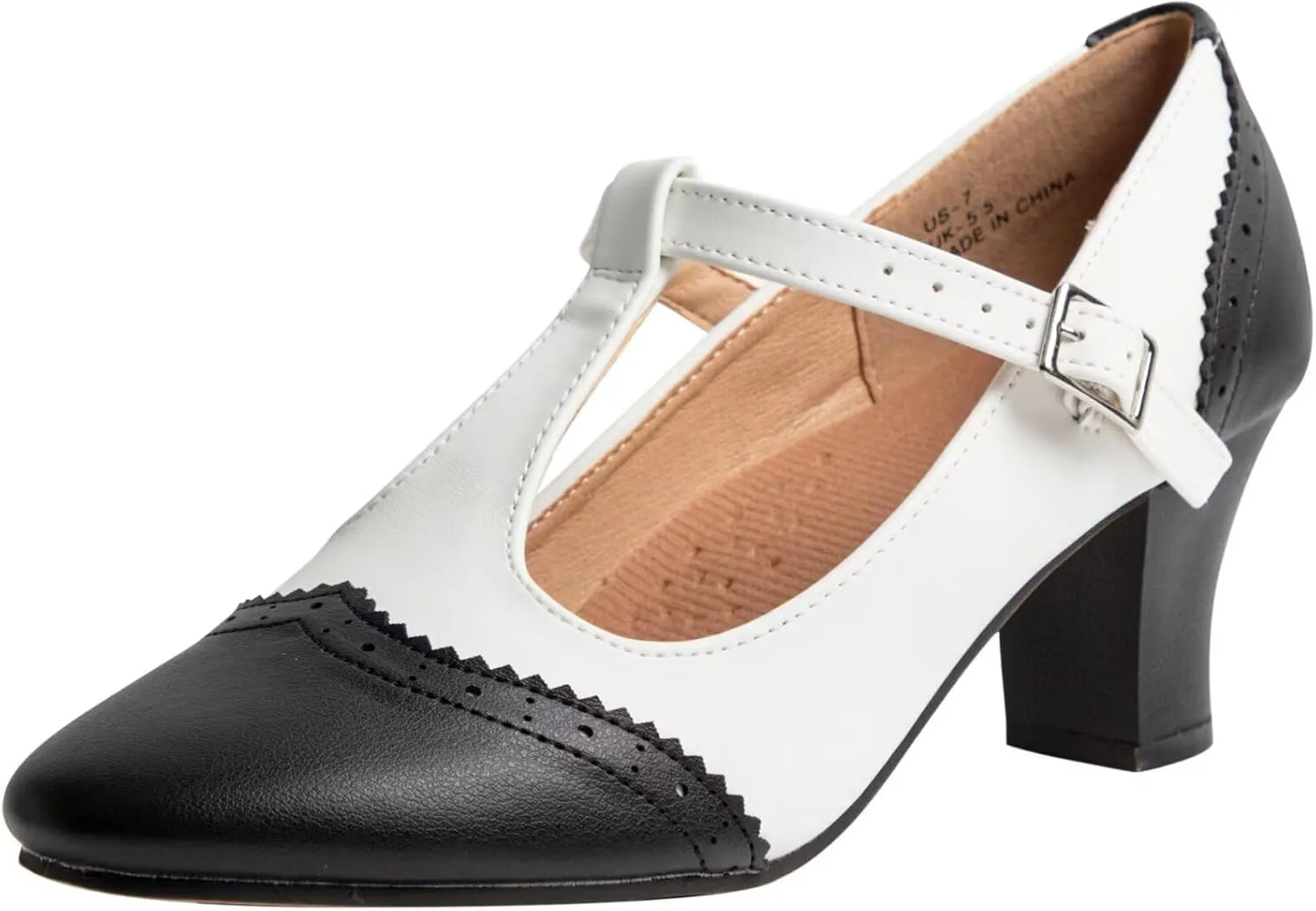 ARCLIBER Character Shoes for Women PU Leather T Strap 2.3" Dance Heels for Ballroom Salsa Tango