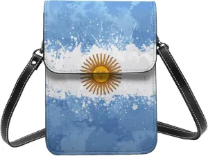 Argentina Argentinian Flag Woman Crossbody Bags Leather Cell Phone Purse Adjustable Shoulder Bags