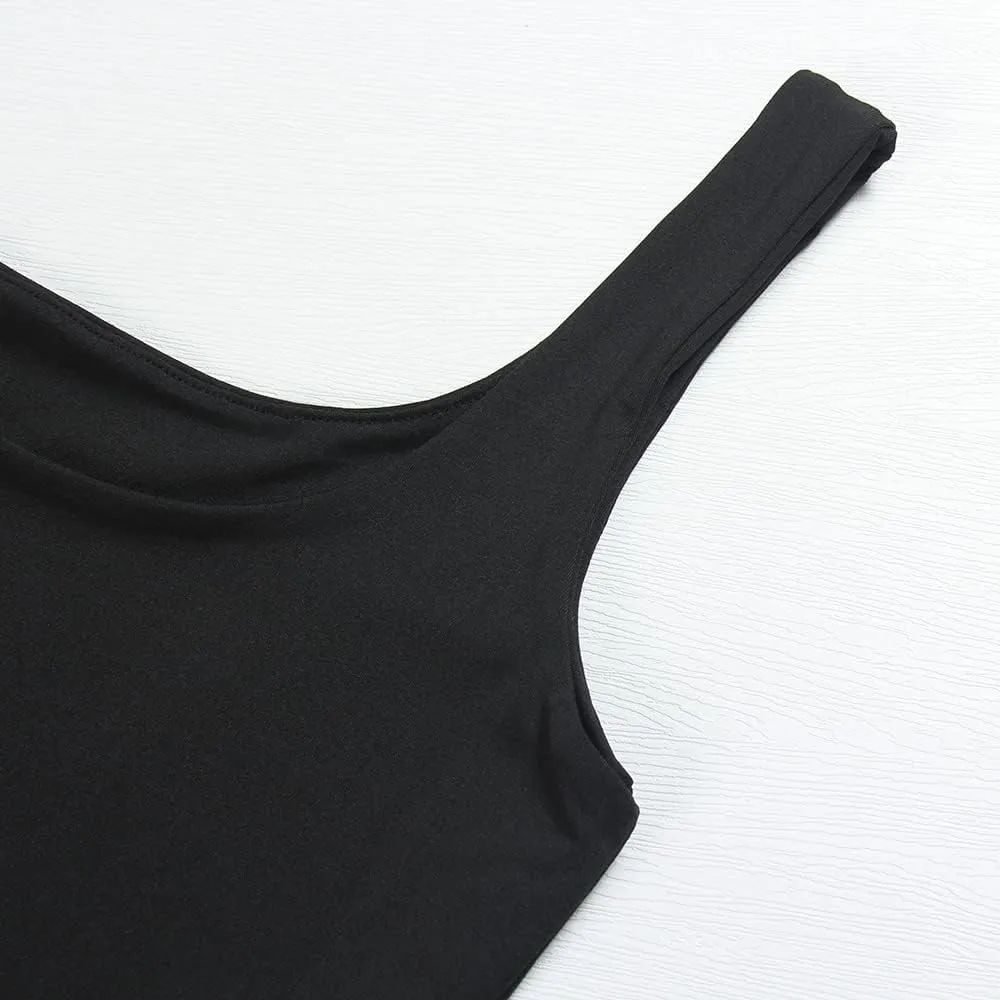 Artfish Women's Sleeveless Strappy Tank Square Neck Double Layer Workout Fitness Casual Basic Crop Tops