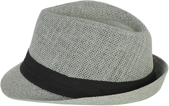 Ashen Fane Classic Pleated Hat Band Straw Fedora Unisex Hat