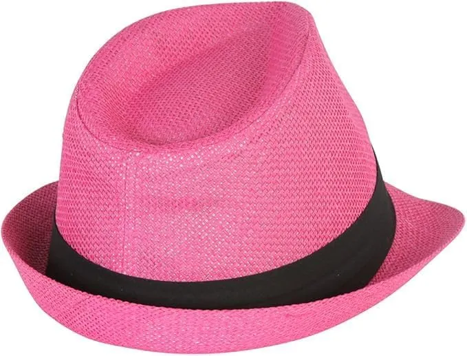 Ashen Fane Classic Pleated Hat Band Straw Fedora Unisex Hat