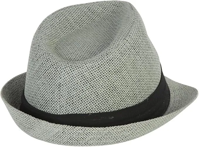Ashen Fane Classic Pleated Hat Band Straw Fedora Unisex Hat