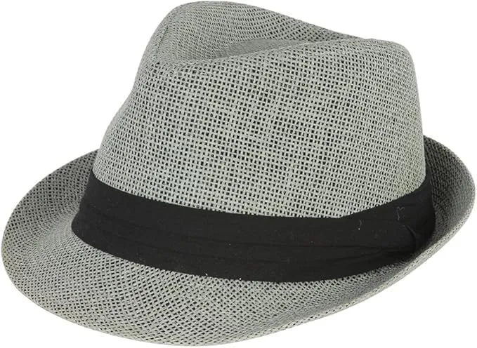 Ashen Fane Classic Pleated Hat Band Straw Fedora Unisex Hat