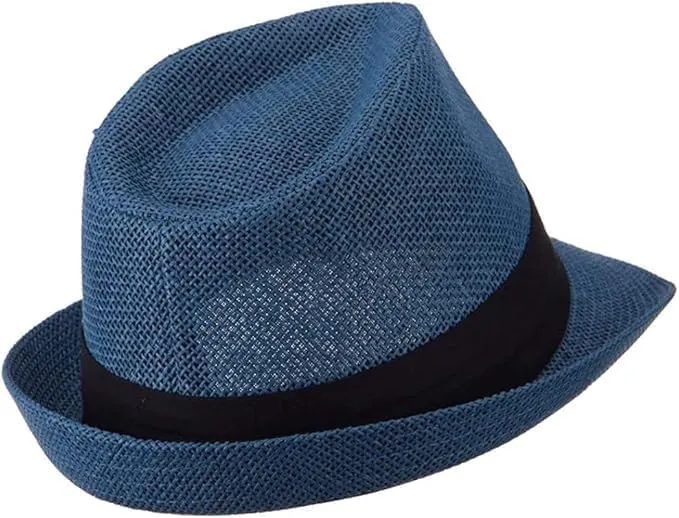 Ashen Fane Classic Pleated Hat Band Straw Fedora Unisex Hat