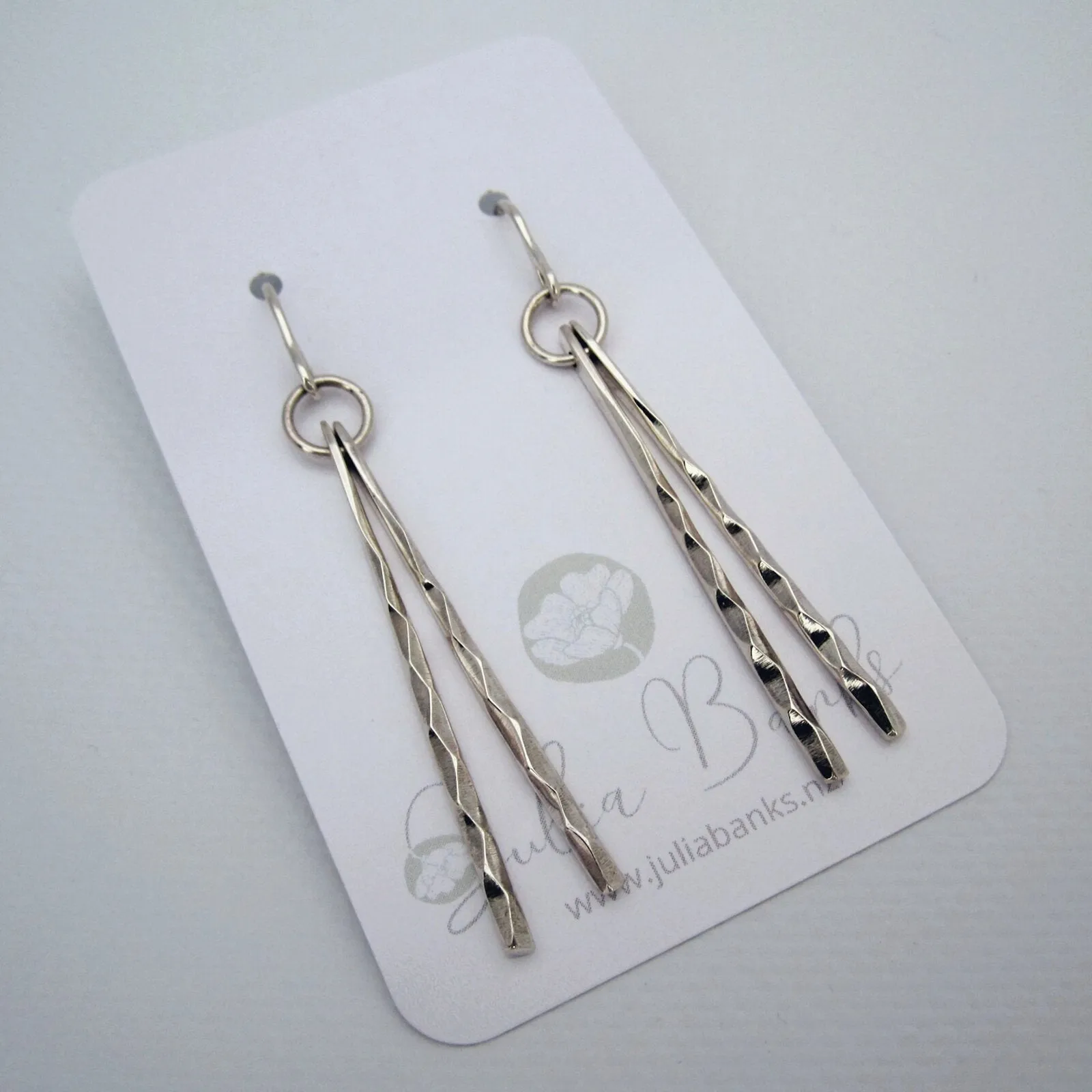 Astro Duo Sterling Silver Faceted Bar Earrings