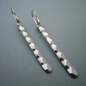 Astro Sterling Silver Faceted Long Bar Earrings