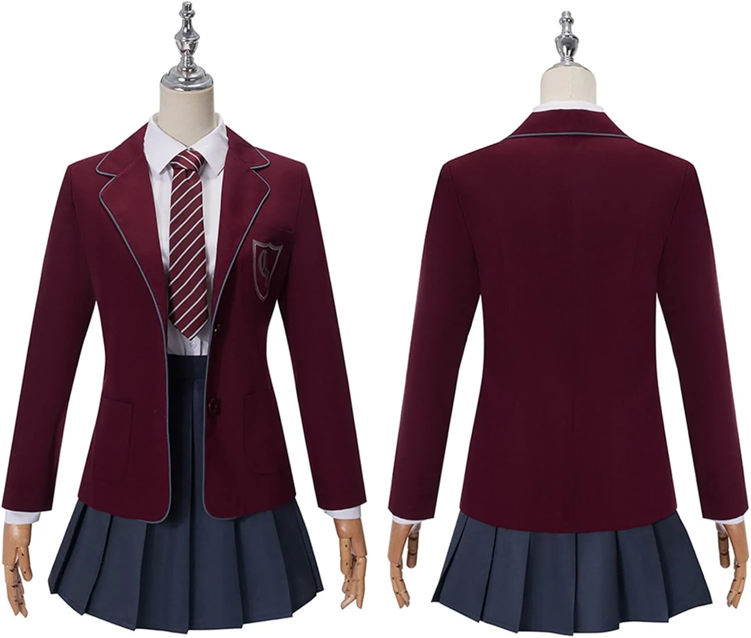 AwwwCos Matilda the Musical Cosplay Gray Costume School Girl Dress Uniform Suit Skirt Tie Halloween Party Outfit